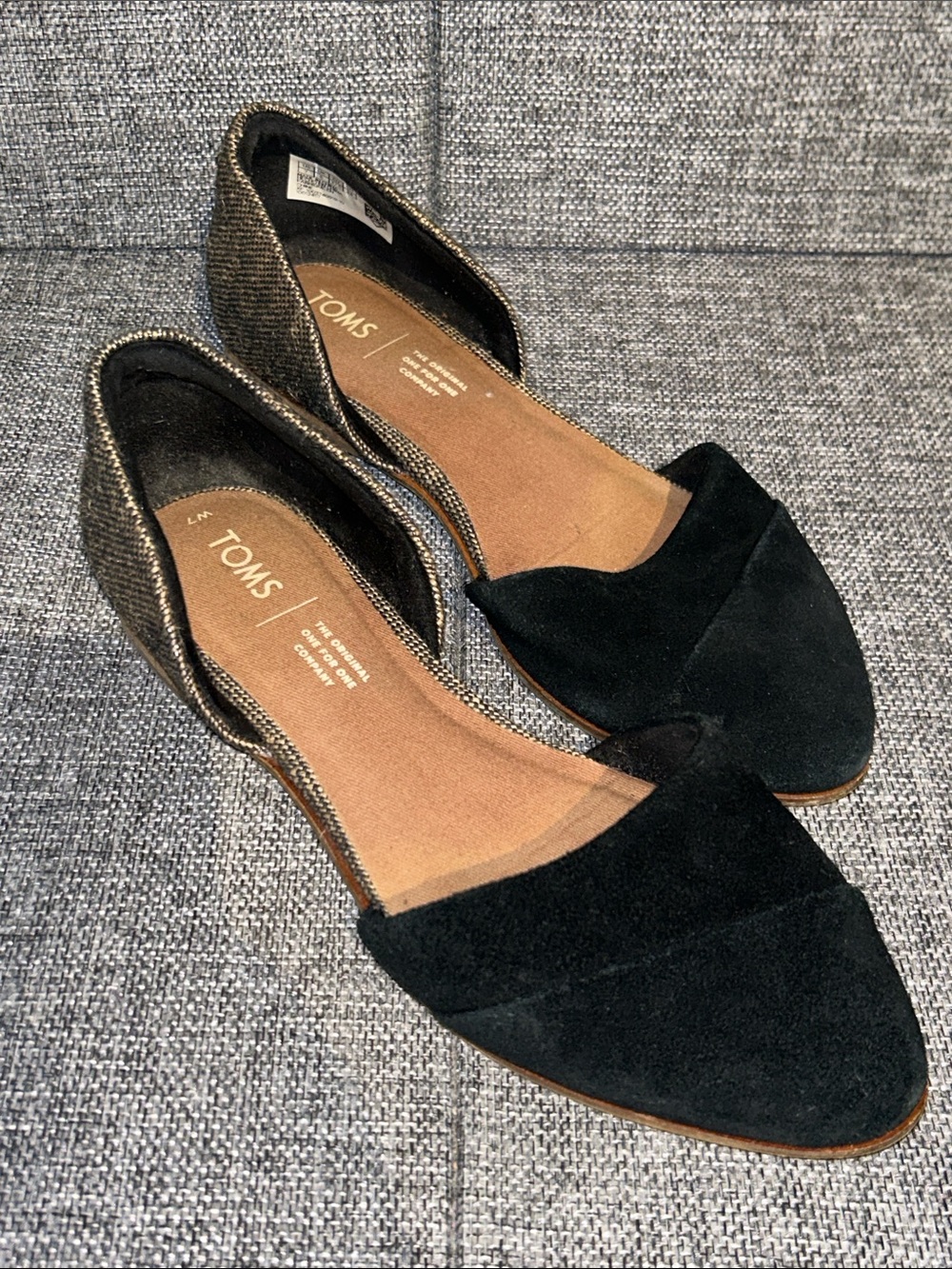 TOMS JUTTI D'Orsay Flats in black suede